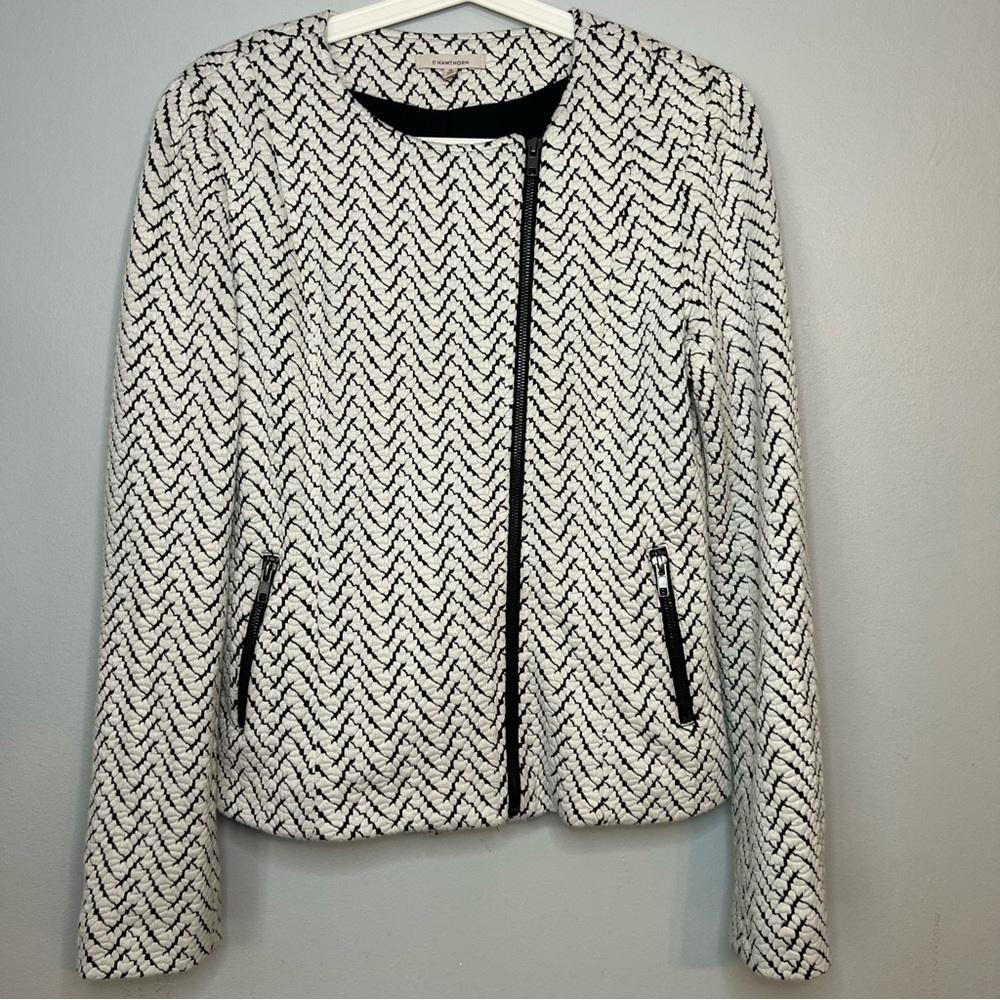 41 Hawthorn Black and White Textured Zip-Front Jacket